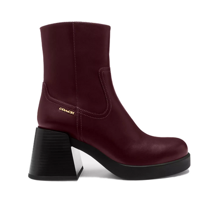 Coach Women's Block Heel Boot Dark Wine