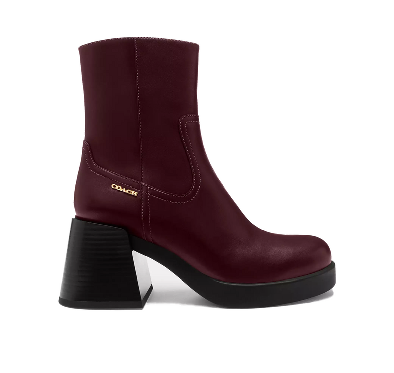 Coach Women's Block Heel Boot Dark Wine