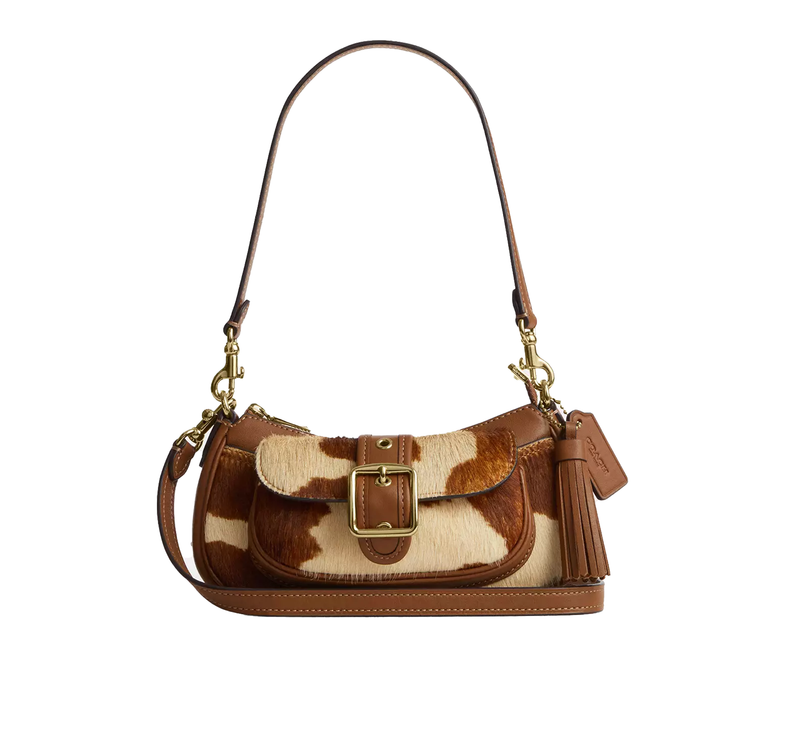 Coach Women's Ashton Mini Shoulder Bag In Haircalf With Cow Print Gold/Cow Multi