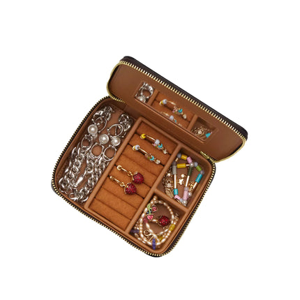 Coach Women's Large Jewelry Box In Signature Canvas Gold/Walnut/Black