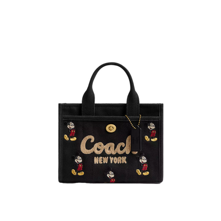 Coach Women's Disney X Coach Cargo Tote Bag 20 With Mickey Mouse In Regenerative Cotton Canvas Brass/Black Multi