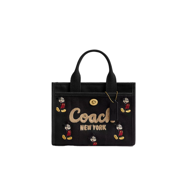 Coach Women's Disney X Coach Cargo Tote Bag 20 With Mickey Mouse In Regenerative Cotton Canvas Brass/Black Multi