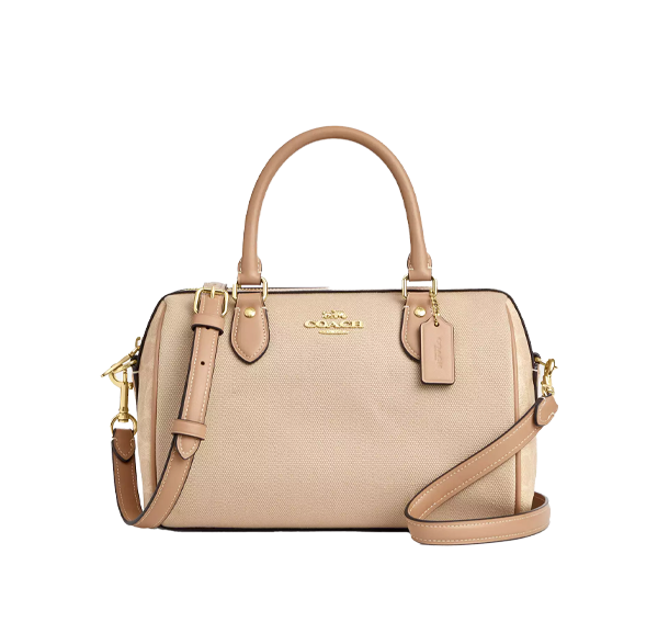 Coach Women's Rowan Satchel Bag In Colorblock Gold/Dark Natural Multi