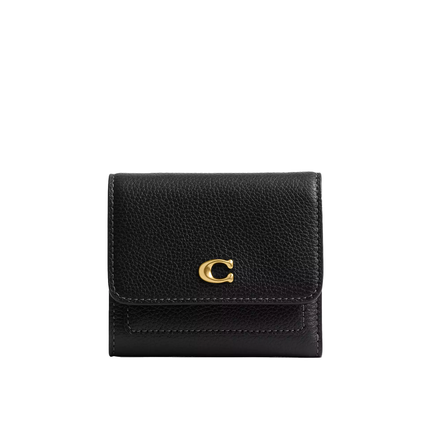 Coach Women's Mila Small Flap Wallet Brass/Black