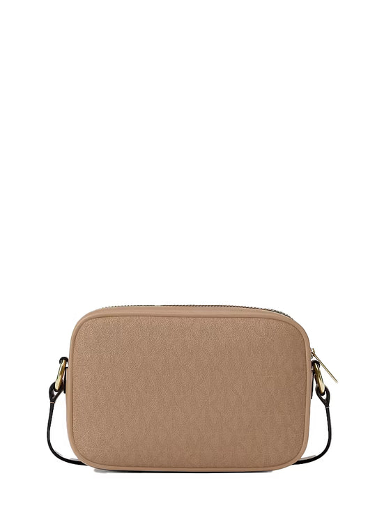 Michael Kors Women's Jet Set Small Signature Logo Camera Crossbody Bag Camel