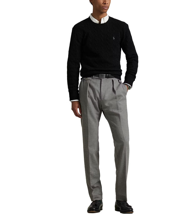 Polo Ralph Lauren Men's Cable-Knit Wool-Cashmere Sweater Polo Black