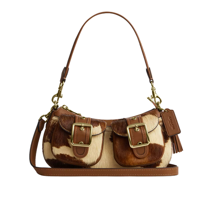 Coach Women's Ashton Shoulder Bag In Haircalf With Cow Print Gold/Cow Multi