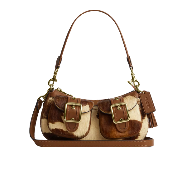 Coach Women's Ashton Shoulder Bag In Haircalf With Cow Print Gold/Cow Multi