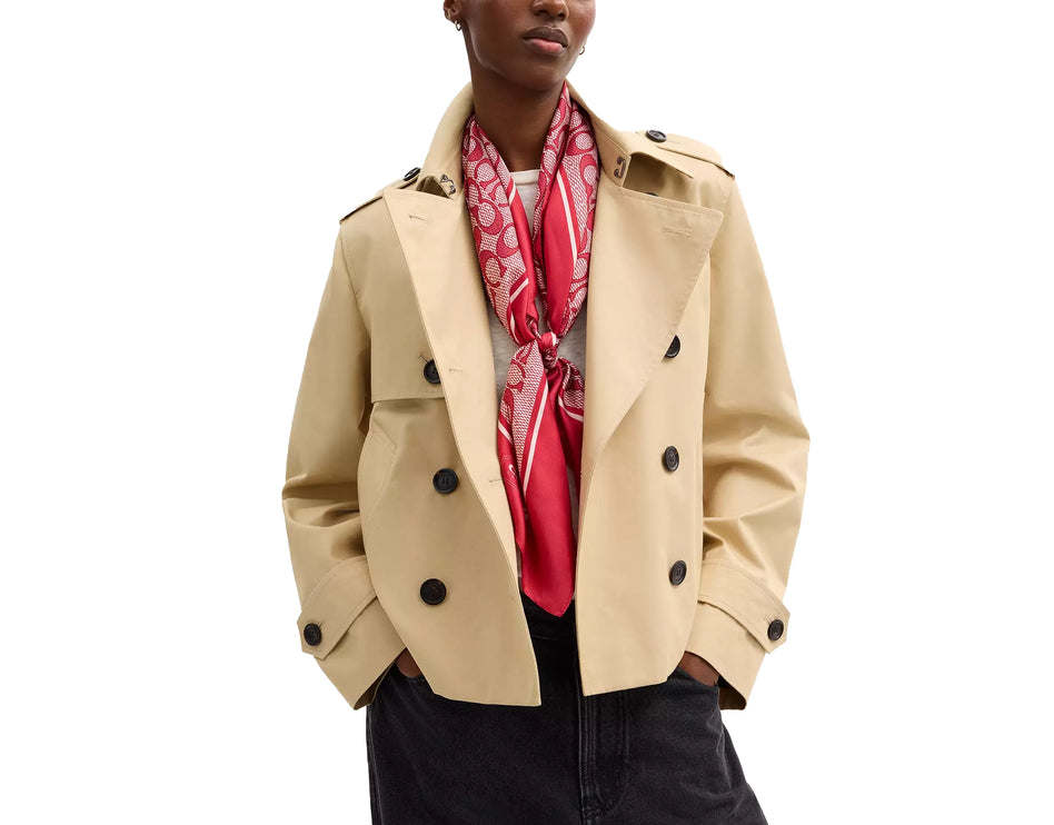 Coach Women's Textured Signature Print Silk Square Scarf True Red