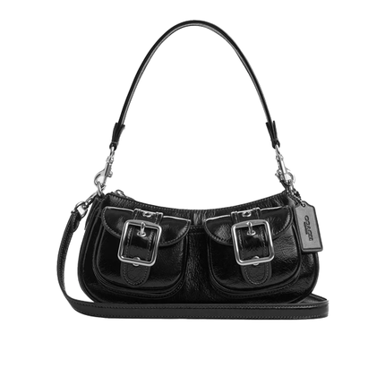 Coach Women's Ashton Bag Glazed Leather Black/Silver