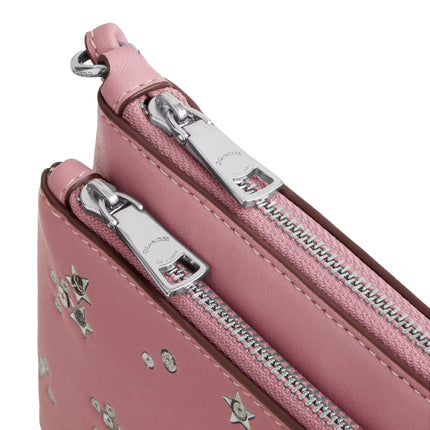 Coach Women's Double Zip Wallet With Star Print Pink/Silver