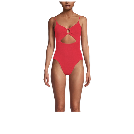 HUNZA G Women's Crystal Cut-Out One-Piece Swimsuit Red