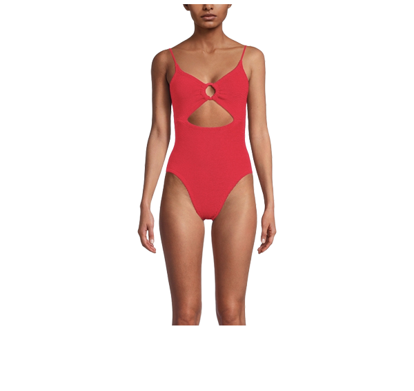 HUNZA G Women's Crystal Cut-Out One-Piece Swimsuit Red