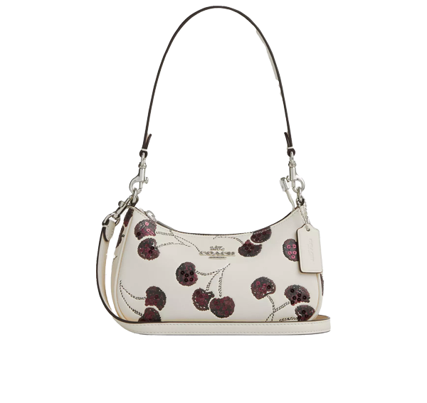 Coach Women's Teri Mini Crossbody Bag With Cherry Print White/Silver
