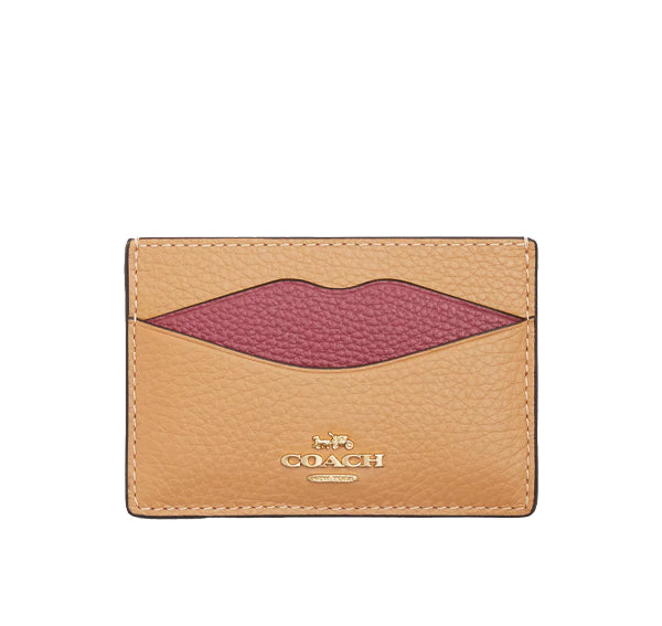 Coach Women's Lip Card Case Gold/Latte Multi