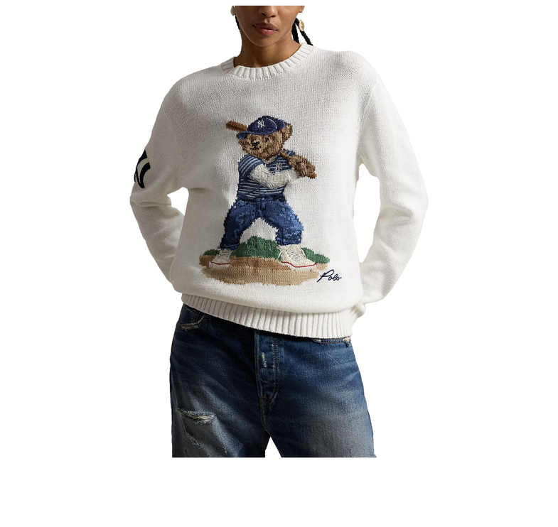 Polo Ralph Lauren Men's Polo Ralph Lauren Yankees Bear Sweater Deckwash White Combo