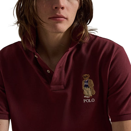 Polo Ralph Lauren Men's Classic Fit Polo Bear Mesh Polo Shirt Red Wine Heritage Bear