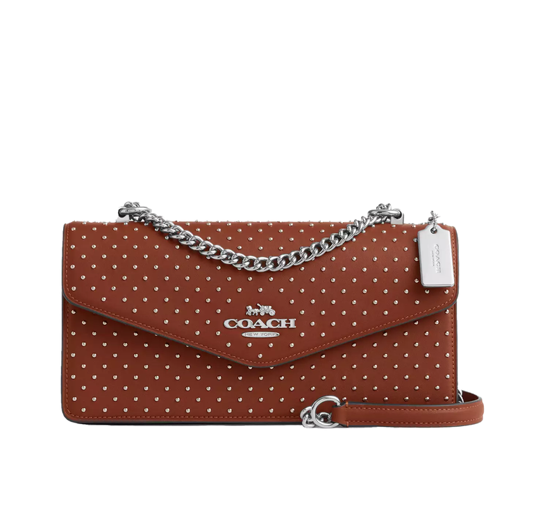 Coach Women's Klare Envelope Crossbody Bag With Rivets Smooth Leather/Silver