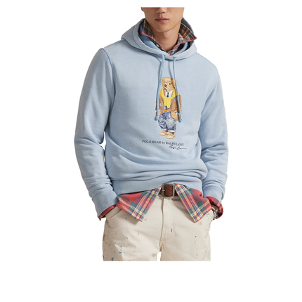 Polo Ralph Lauren Men's Polo Bear Garment-Dyed Fleece Hoodie Southport Blue/Heritage Bear