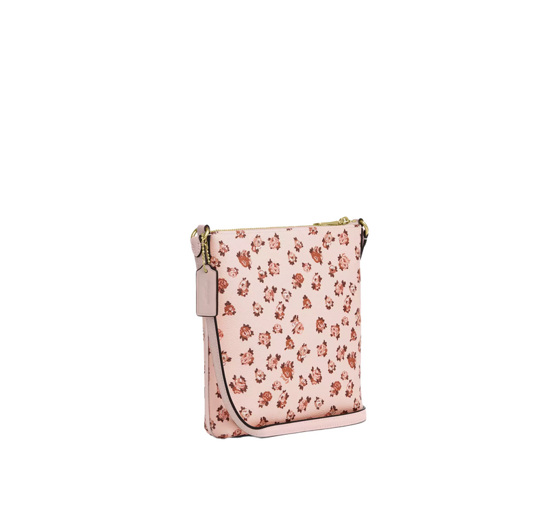 Coach Women's Mini Rowan File Bag With Rose Print Gold/Blush Multi