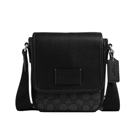 Coach Unisex Lucas Crossbody Bag In Signature Jacquard Silver/Charcoal/Black