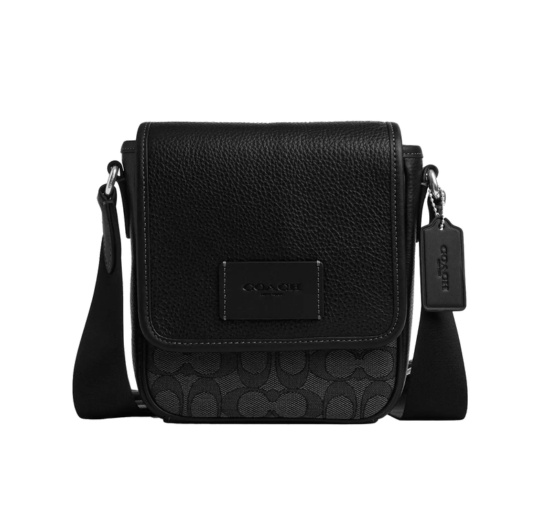 Coach Unisex Lucas Crossbody Bag In Signature Jacquard Silver/Charcoal/Black