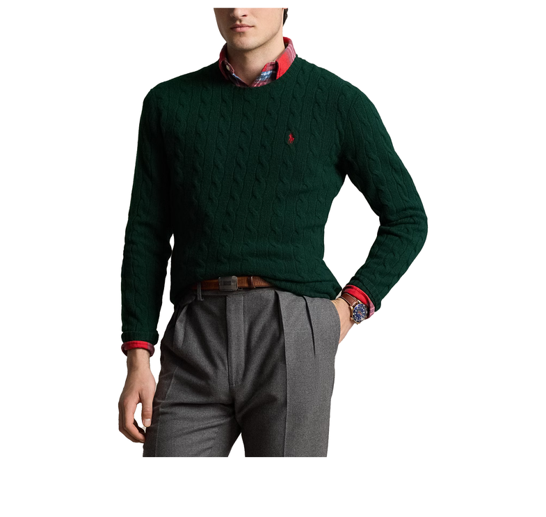 Polo Ralph Lauren Men's Cable-Knit Wool-Cashmere Sweater Moss Agate