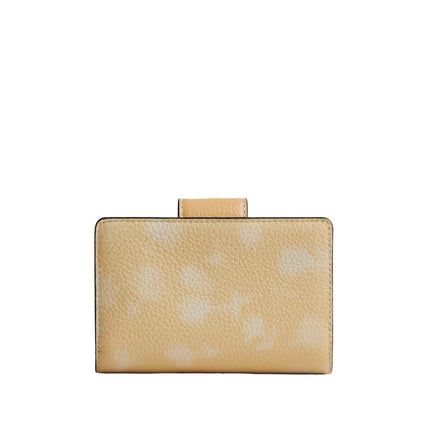 Coach Women's Medium Corner Zip Wallet With Floral Print Silver/Washed Yellow
