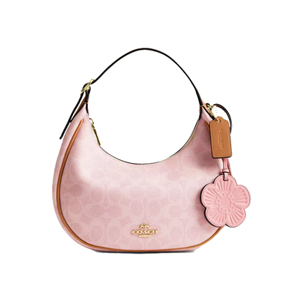 Coach Women's Emily Shoulder Bag In Signature Canvas With Charms Gold/Powder Pink