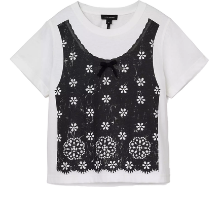 Marc Jacobs Women's Trompe L'Oeil Eyelet Slim Tee