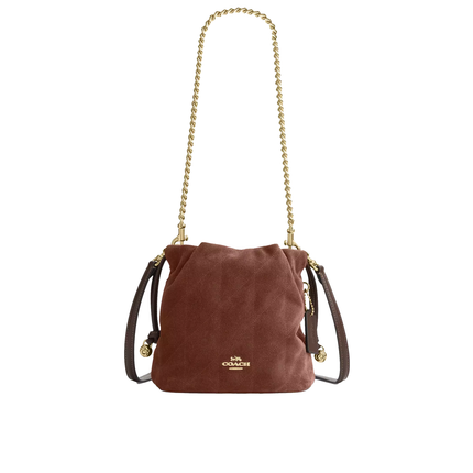 Coach Women's Faye Mini Drawstring Bag With Quilting Suede Gold