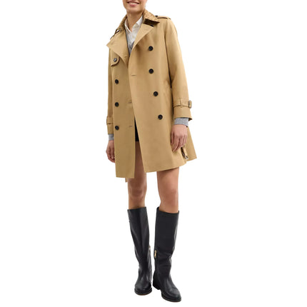 Coach Women's Mid Trench Coat With Signature Collar Khaki