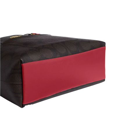 Coach Women's Station Tote Bag In Maxi Signature Canvas Im/Walnut/True Red