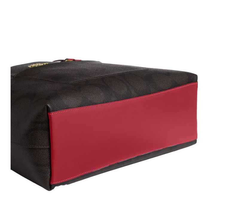 Coach Women's Station Tote Bag In Maxi Signature Canvas Im/Walnut/True Red