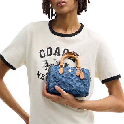 Coach Women's Mini Rowan Crossbody Bag In Signature Denim Gold/Indigo