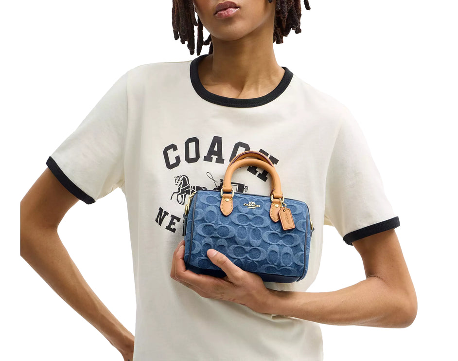 Coach Women's Mini Rowan Crossbody Bag In Signature Denim Gold/Indigo