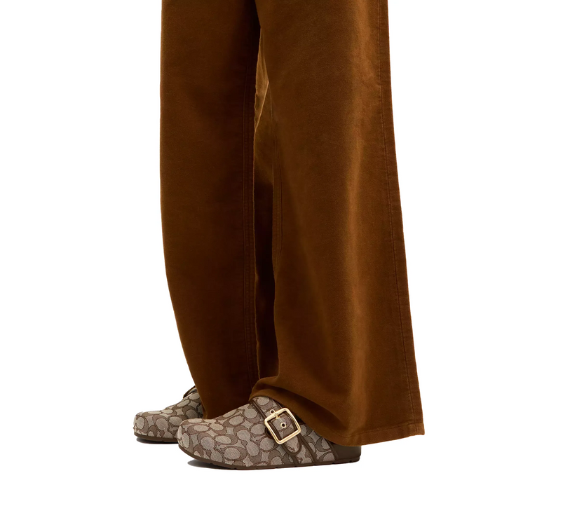 Coach Women's Archival Buckle Clog In Signature Jacquard Oak/Maple