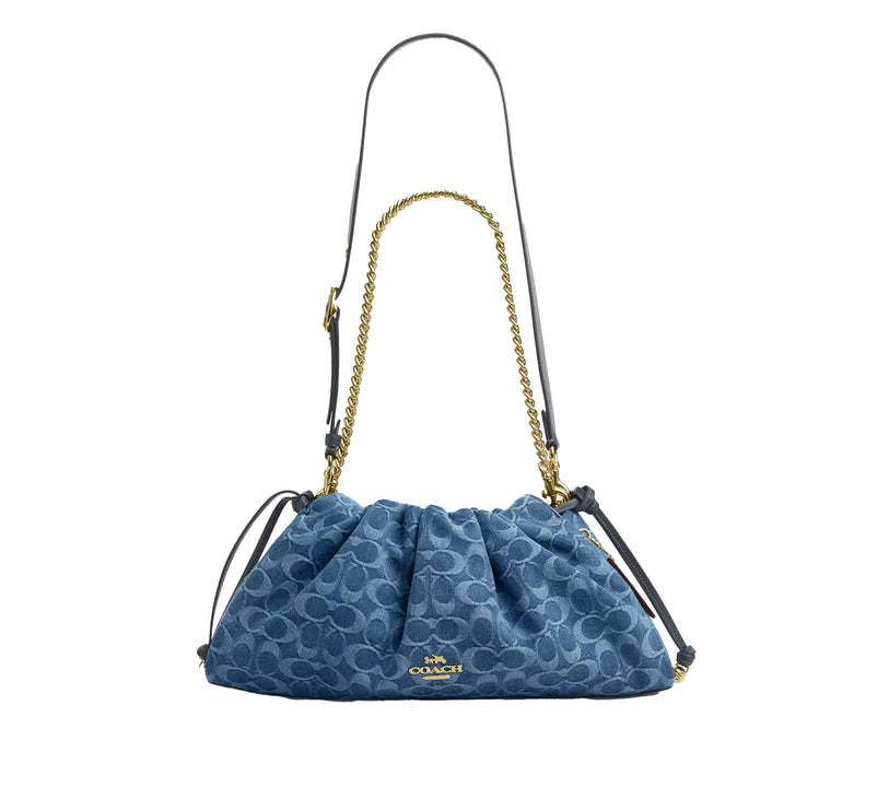 Coach Women's Faye Large Shoulder Bag In Signature Denim Gold/Indigo