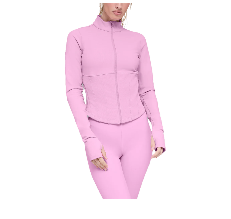 alo Women's Airbrush Corset Full Zip Jacket Candy Heart Pink