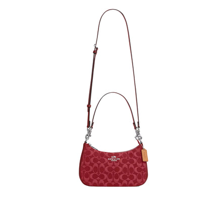 Coach Women's Teri Shoulder Bag In Signature Denim Silver/True Red