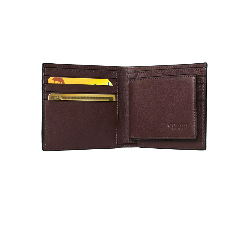 Coach Men's 3 In 1 Wallet Mahogany Brown