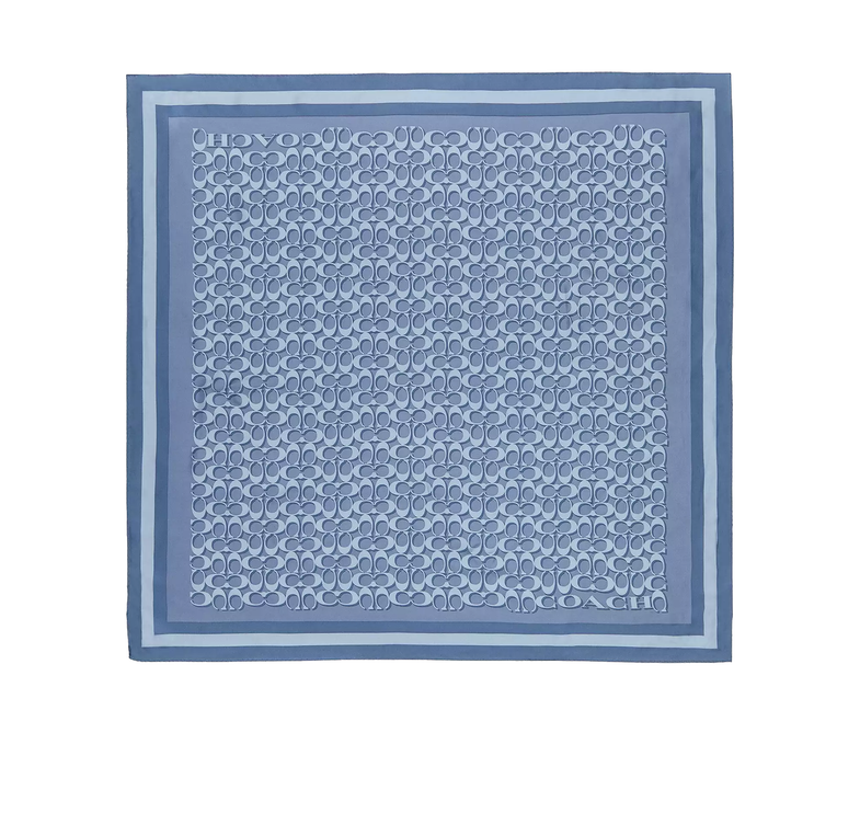 Coach Women's Signature Silk Square Scarf Light Denim