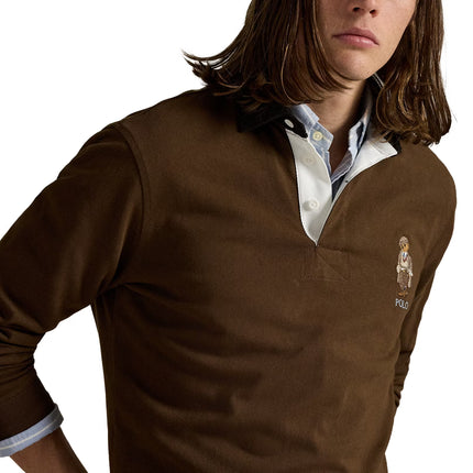 Polo Ralph Lauren Men's  Classic Fit Polo Bear Rugby Shirt Brach Brown