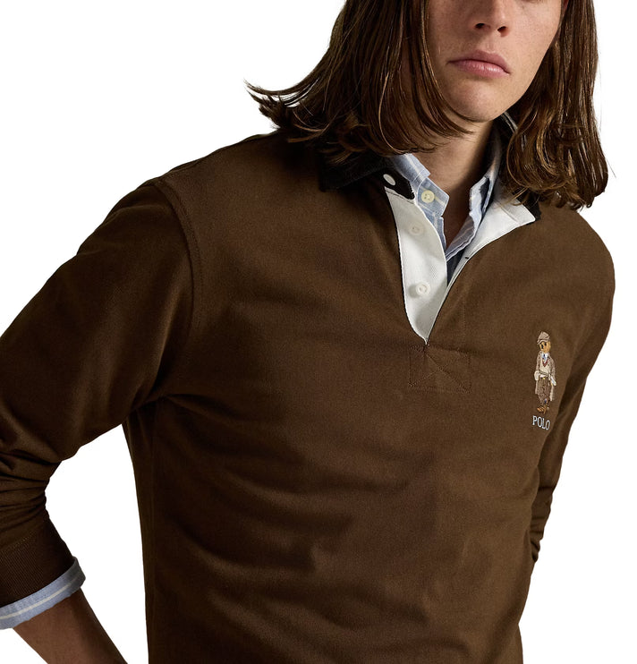 Polo Ralph Lauren Men's  Classic Fit Polo Bear Rugby Shirt Brach Brown