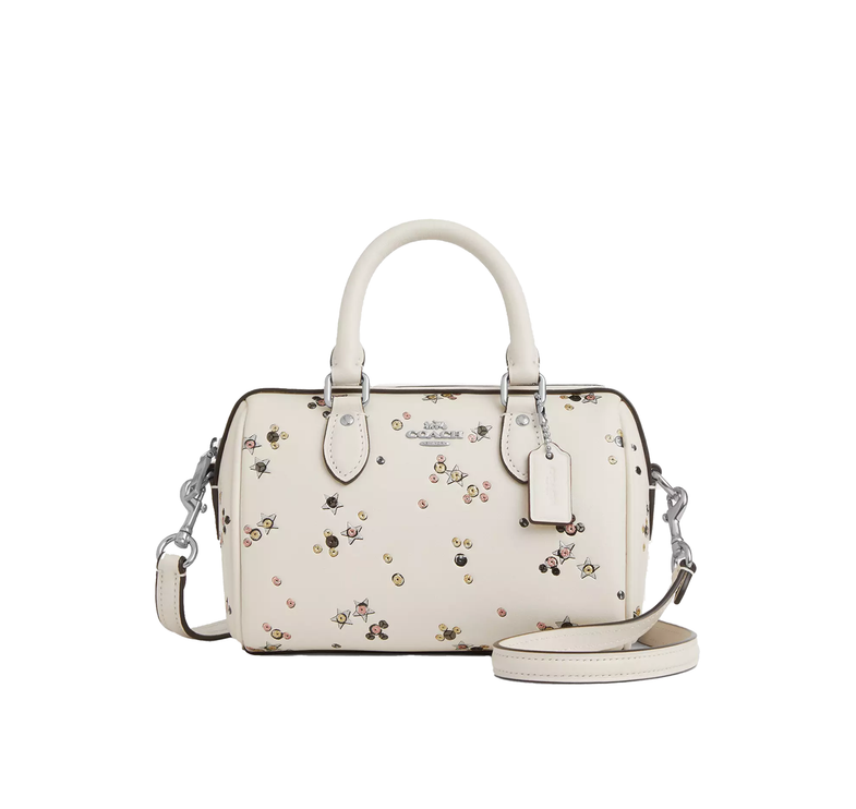 Coach Women's Mini Rowan Crossbody Bag With Star Print White/Silver