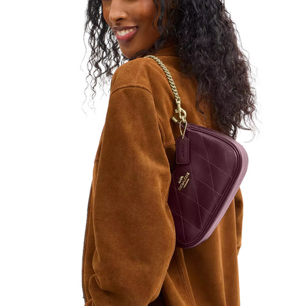 Coach Women's Teri Mini Crossbody Bag With Quilting Gold/Merlot