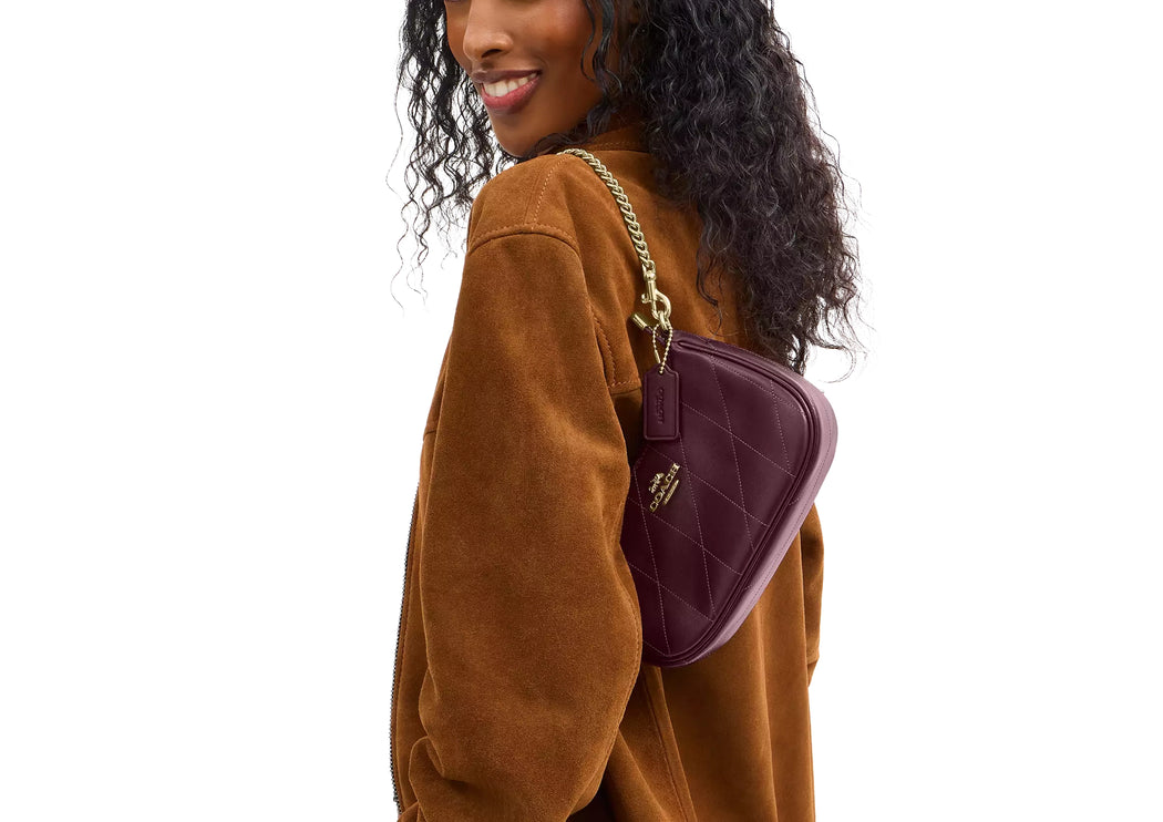 Coach Women's Teri Mini Crossbody Bag With Quilting Gold/Merlot