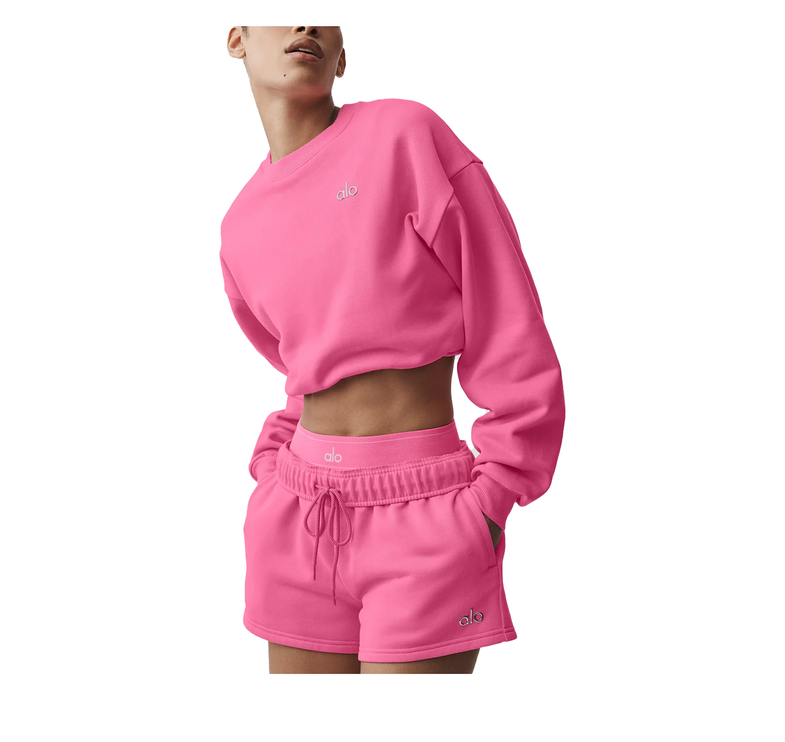 alo Women's Cropped Accolade Crewneck Paradise Pink
