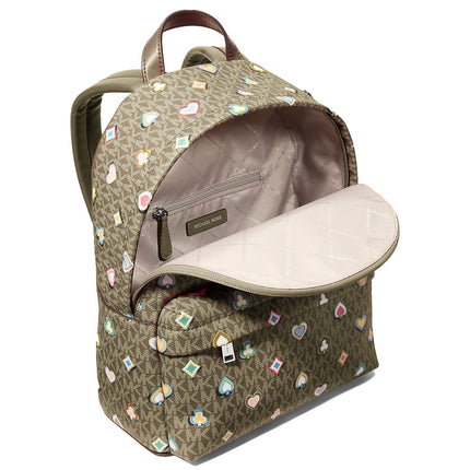 Michael Kors Women's Slater Medium Printed Signature Logo Backpack Olive