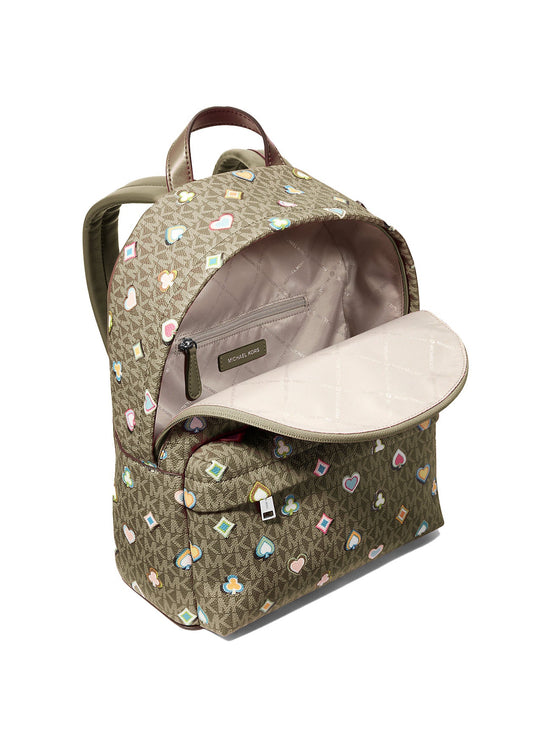 Michael Kors Women's Slater Medium Printed Signature Logo Backpack Olive